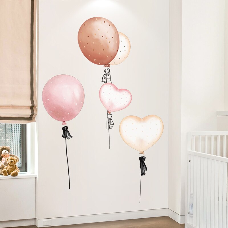SHIJUEHEZI-pegatinas de pared de bailarinas para niña, globos de dibujos animados artesanales, calcomanías de pared para habitación de niños, dormitorio de bebé, Decoración de casa