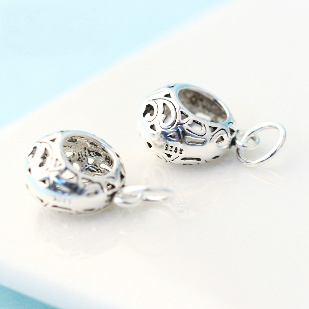 925 Sterling Silver Hollow Out Retro Spacer Beads With Hook for Charm Pendant DIY Necklace Bracelet Jewelry Making