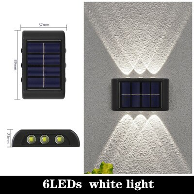 6 LED Solar Wall Light Outdoor Waterproof Balcony Wall Lights for Courtyard Street Landscape Garden Decor Lamp Solar Wall Lamp: 6LEDs White light / 4PCS