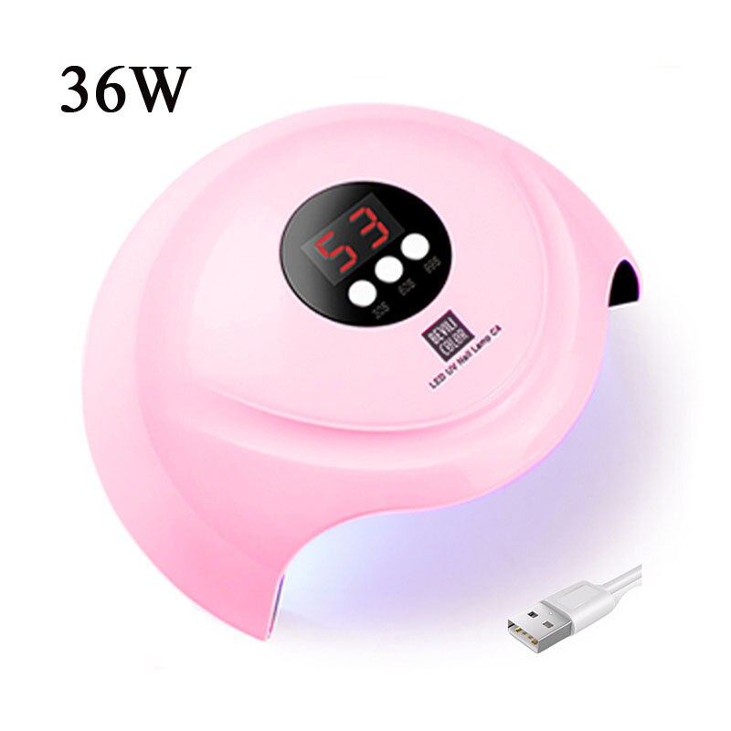 86W LED UV Nail Lamp Manicure Nail Dryer Ice Hybrid Lamp with Auto Sensor Timer for Nails Gel Polish Drying: 36W-USB-pink