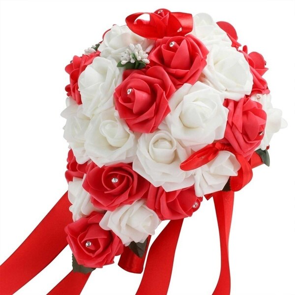 Rosa Blanca y rosada de espuma Artificial, rosas realistas, decoración de boda, ramo de novia, aniversario, álbum de recortes, artesanía, flor falsa, bricolaje