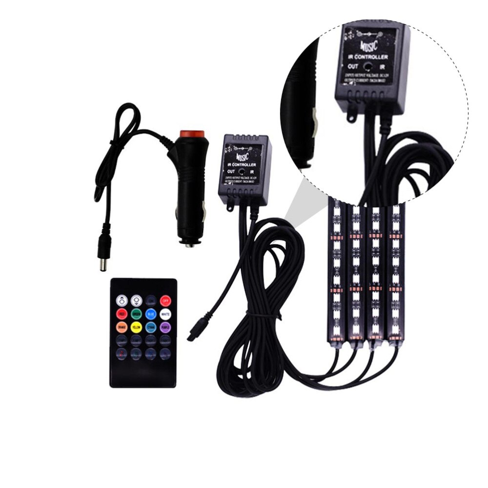1 conjunto de luz interior decoração usb luz ambiente automático 4 em 1 decoração do carro luz atmosfera lâmpada para carro diy auto