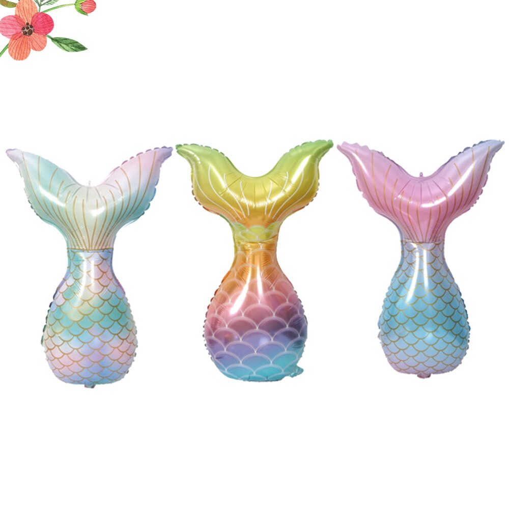 3Pcs Mermaid Fishtail Vorm Ballonnen Mermaid Thema Partij Aluminium Folie Ballonnen Verjaardagsfeestje Layout Supply Decoratie Set