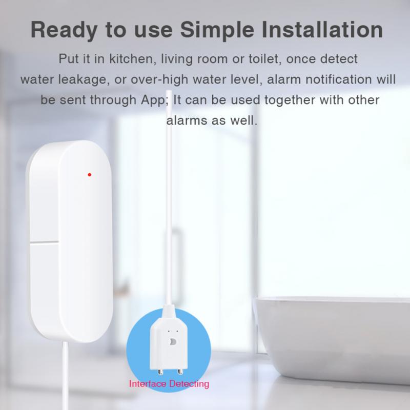 Tuya inalámbrico WiFi Sensor de alarma por pérdida de agua inteligente Detector de agua de desbordamiento trabajo de automatización del hogar con Alexa Google Home