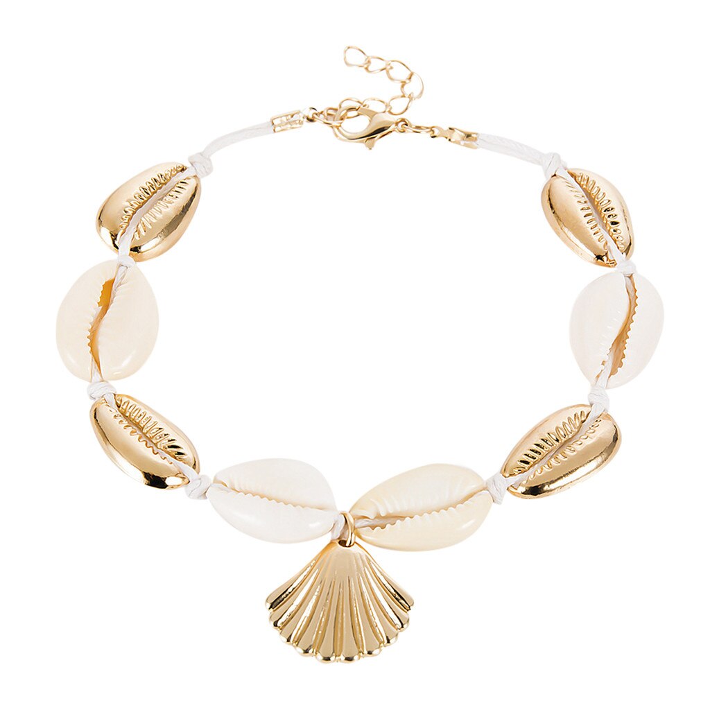 Summer Beach style anklets Women Shell Body Foot Chain Seashell Adjustable Pendant Jewelry bracelets: Gold