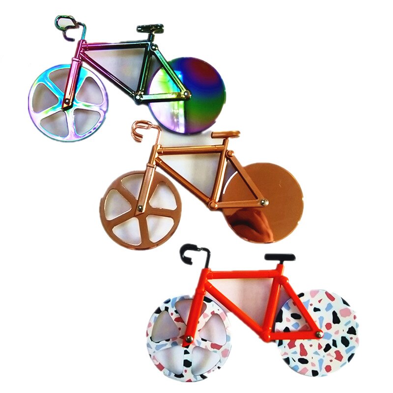Bicycle Pizza Cutter Wheel Non-stick Dual Cutting Wheels Stainless Steel Bike Pizza Slicer for Pizza Vacation