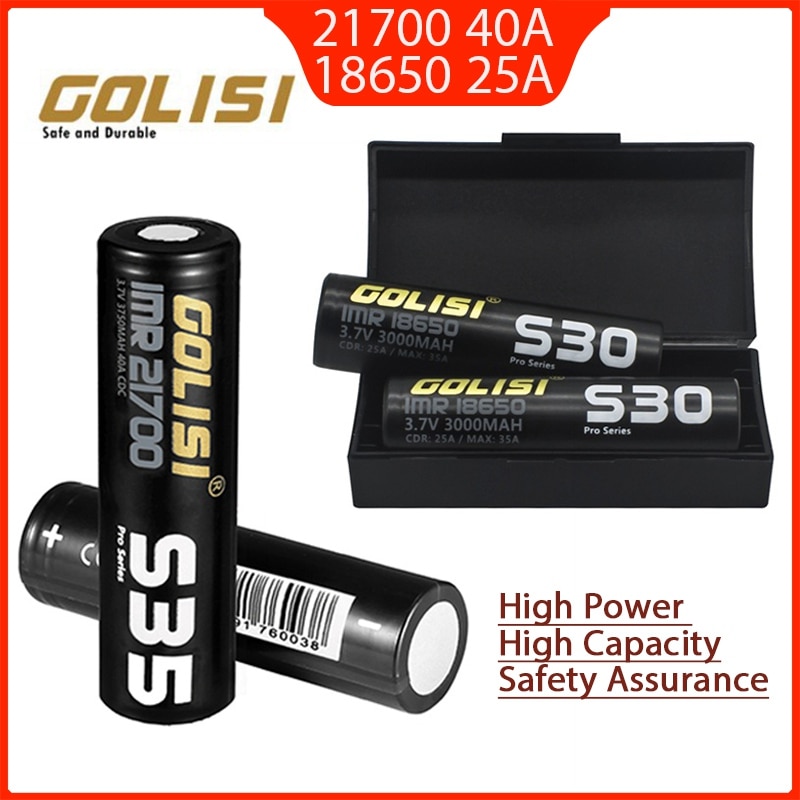 Golisi S35 Imr 21700 3750 Mah S30 18650 3000 Mah 40A Hoge Capaciteit Beschermd Platte Top Oplaadbare Li-Ion Batterij