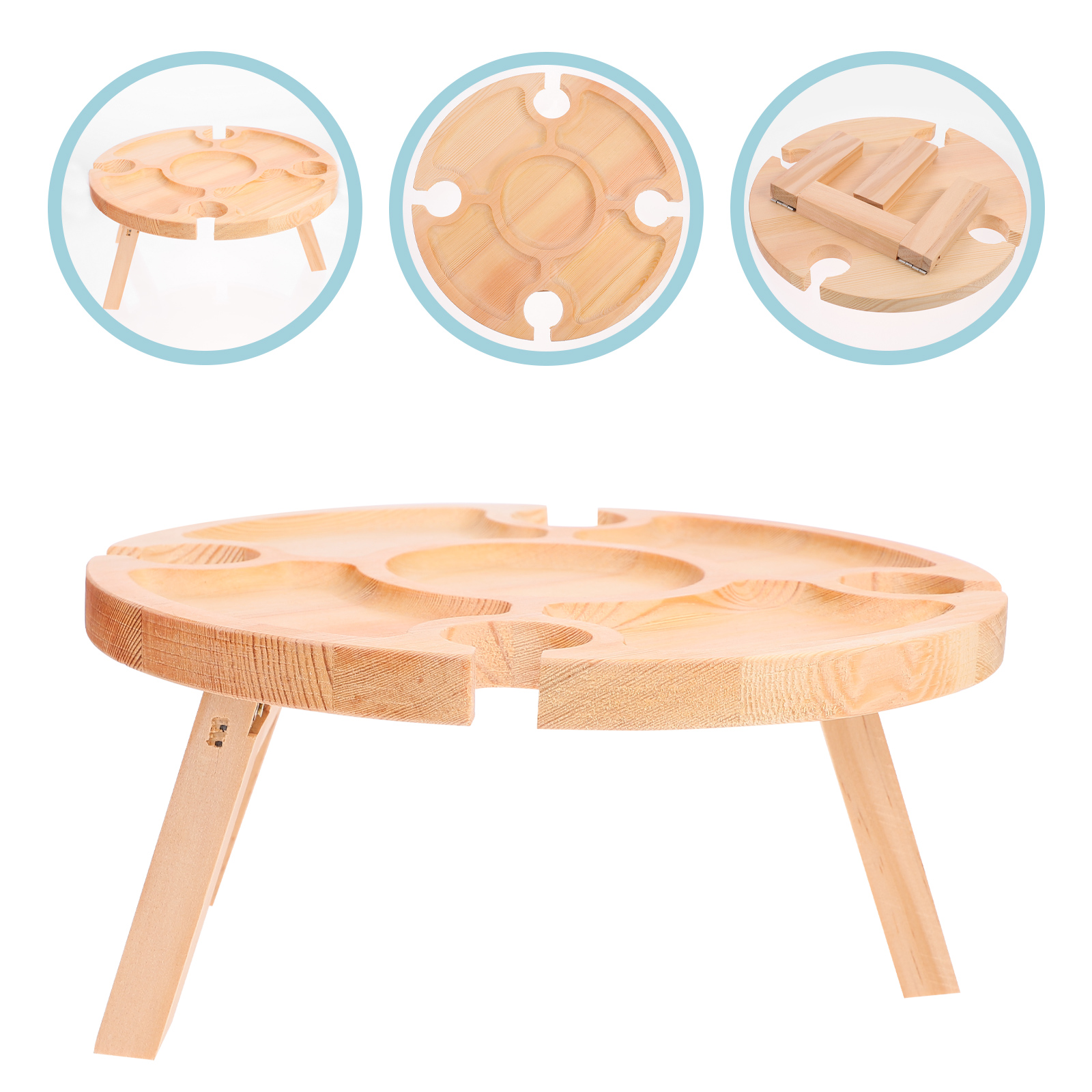 1Pc Outdoor Folding Table Picnic Party Food Table Foldable Wood Samll Table