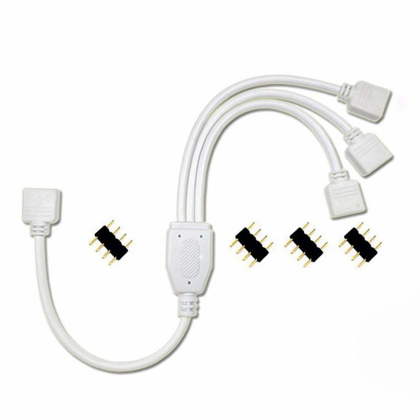 Connecteur de bande LED RGB à 4 broches, 1 à 1, 2, 3, 4, 5, câble séparateur d'alimentation, aiguille à 4 broches, fil de connecteur femelle pour bande lumineuse LED RGB: Beige