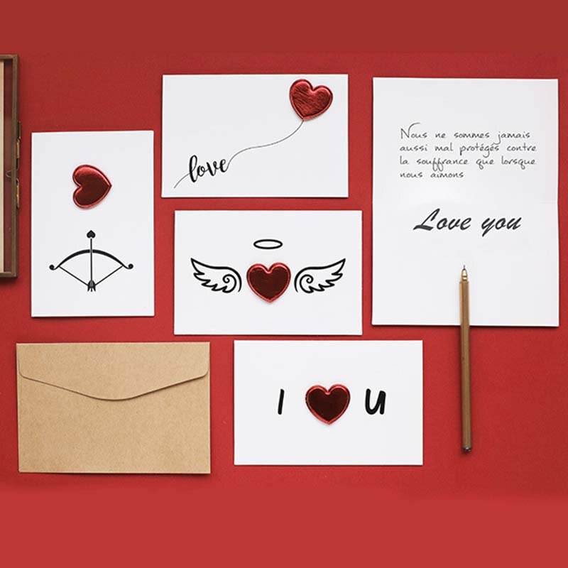 Love Heart Postcard Envelope DIY Handmade Valentine's Day Wedding Invitation Greeting Three-dimensional Card Decoration