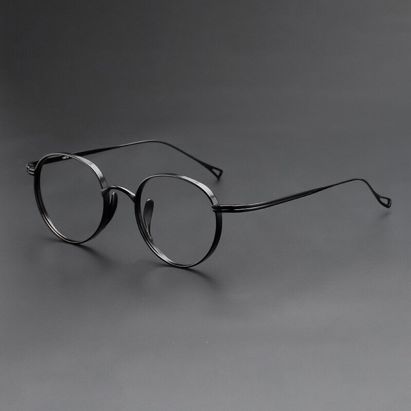 Reines Titan Brille Rahmen Männer retro Runde Oval Brillen Frau Brillen Handgemachte Japan KMN113 Myopie Optische Verordnung Objektiv