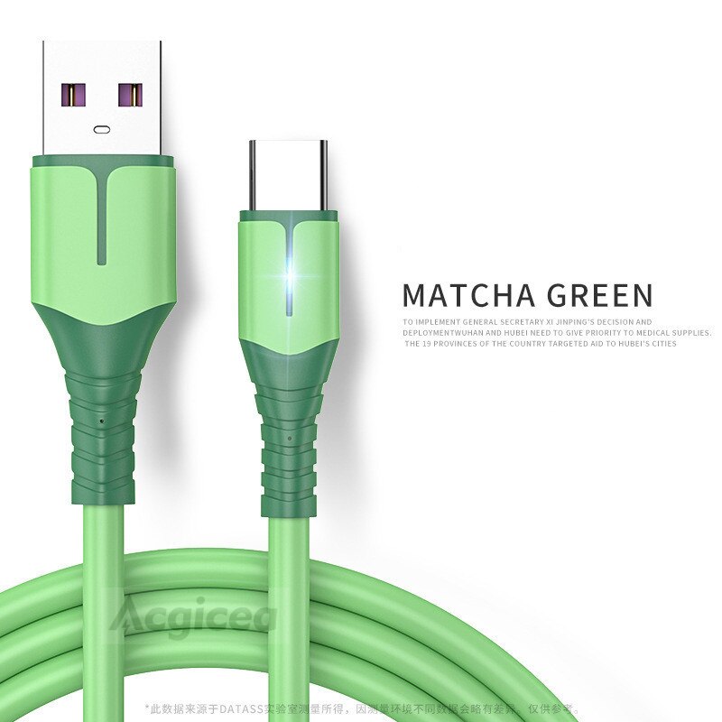 Câble USB type-c LED pour recharge rapide, cordon de chargeur usb-c pour téléphone Samsung, Xiaomi MI, Huawei, OPPO, 0.25M/1M/1.5M/2M: green type c / 1m