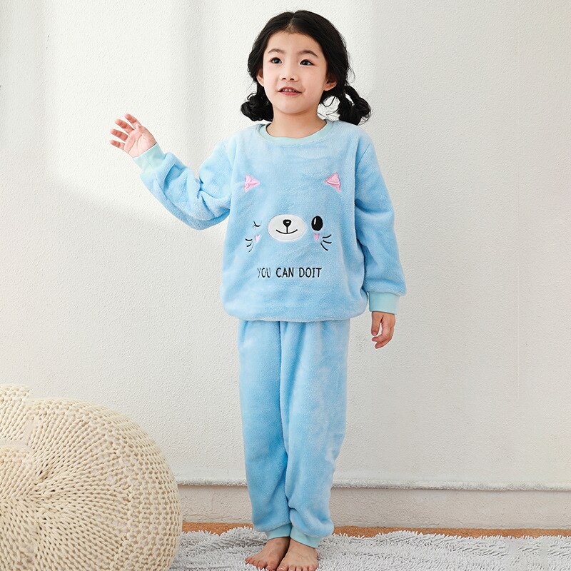 Kinderkleding pak jongens meisjes herfst winter flanellen pyjama voor kinderen meisje cartoon nachtkleding pak meisjes koraal fleece kleding: N94603-3 / 6t