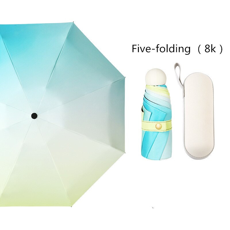 Creativo Cambia colore Ombrello gradiente Arcobaleno Della Novità Della tasca ombrello donne pioggia parasole signore capsula ombrelli: verde