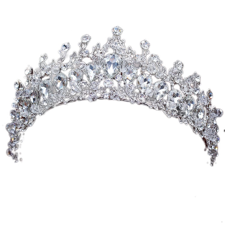 Magnífica Tiaras barrocas con diamantes de imitación para novias, cuentas de cristal chapadas en plata Vintage, diadema para mujeres, accesorios para el cabello de boda