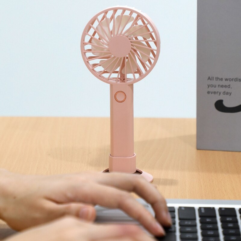 Usb oplaadbare handventilator, kleine elektrische ventilator voor thuisgebruik met houder voor mobiele telefoon