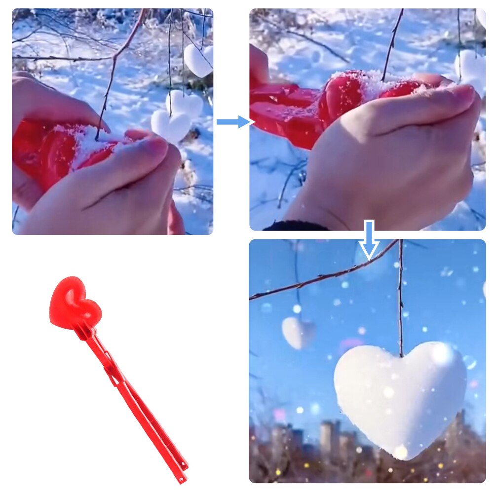 Sneeuwbal Maker Tool Hartvormige Sneeuwbal Maker Clip Winter Spelen Sneeuw Speelgoed Voor Kinderen Plastic Klem Liefde Hart Sneeuwbal Maker