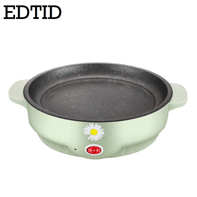 EDTID 220V Mini Electric Cooking Pot Multifunction Rice Cooker Pot Noodles Egg Soup Steamer Non-stick Linner Electric Cooker: Green