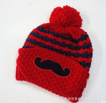 Snor dames winter warme muts met masker dames gebreide muts: Rood