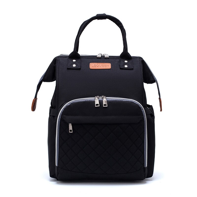 Lequeen – sac à couches pour bébé, sac à dos à bandoulière, multifonctionnel, grande capacité, étanche, rangement d'objets: Black