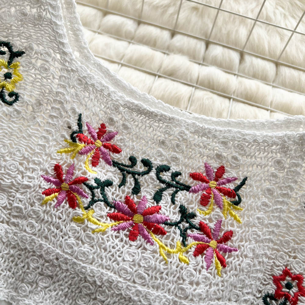 2022 Spring Summer Temperament Womens Tops And Blouses Square Neck Long Sleeve Chiffon Hollow Embroidery Ladies Polo Shirts