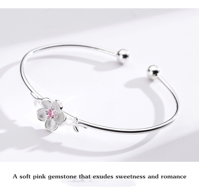 Fanualoli s925 Sterling silver Sakura White Diamond Purple Diamond Bracelet for women Fine Jewelry regalo di compleanno per la festa nuziale