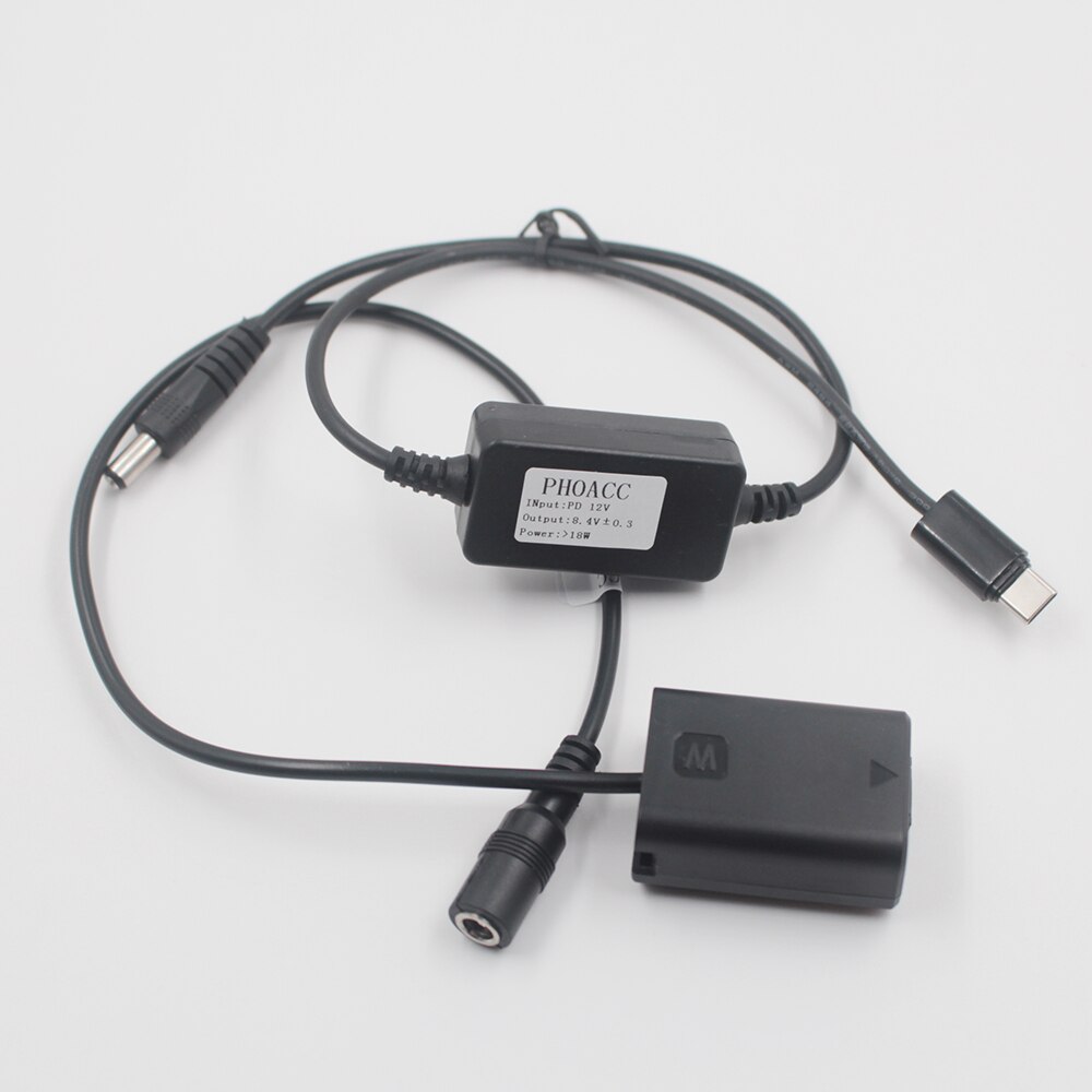 USB C PD NP-FW50 imitacja baterii AC-PW20 DC łącznik zasilacz robić i aparaty systemowe Sony alfa 7 a7 a7S a7II a7R A3000 A5000 A6000 NEX5 NEX3 NEX: Default Title