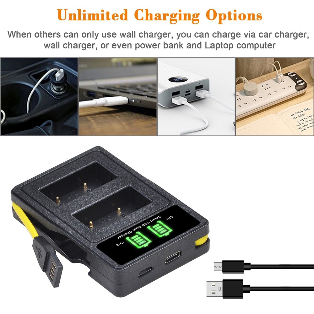 NB-2L NB-2LH Battery and Dual Charger Kit for Canon BP-2L5 BP-2LH, Canon DC301 DC320 DC330 DC410 Elura 40 60 80 90 EOS 350D 400D
