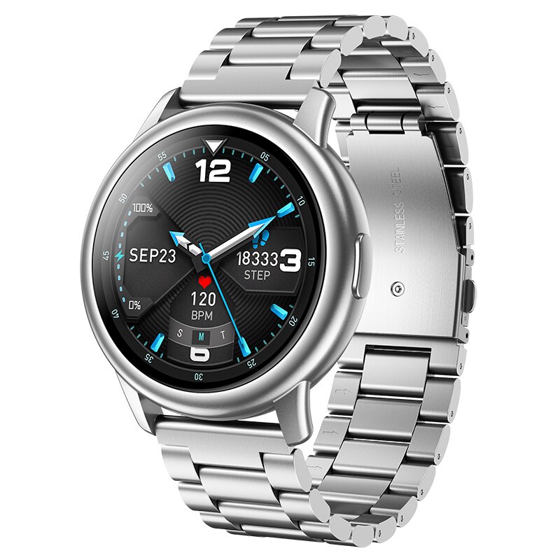 LEMFO LF28 montre intelligente hommes étanche IP68 relogio inteligen 1.28 pouces plein écran tactile Fitness Tracker fréquence cardiaque Smarwatch: silver metal