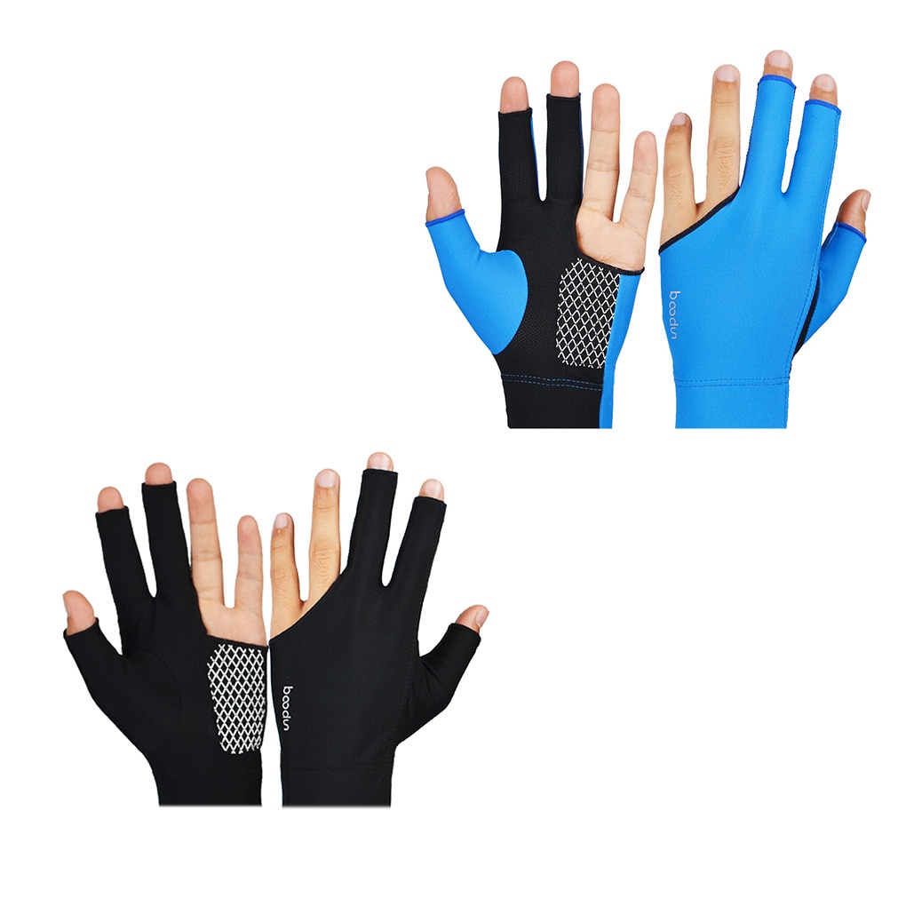 BOODUN-guantes de LICRA para jugar bolas de billar, antideslizantes, suaves, transpirables, 3 dedos