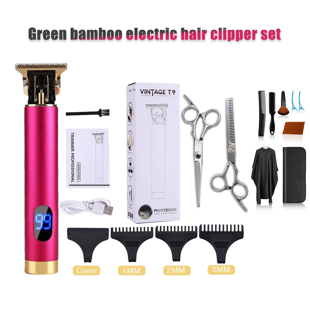 Rechargeable Clipper Hair Mower Trimmer Men CutterShaver Beard Electric Haircut Machine Hairstyle Cutting Portable: Digital-pink-3