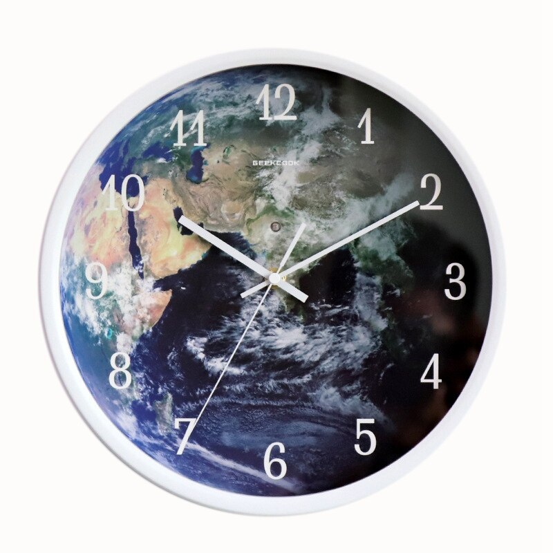 GEEKCOOK leuchtend Wanduhr Moderne Stimme Kontrolle Stille Nacht Lichter LED glühend Uhren Wohnzimmer Dekor: Weiß