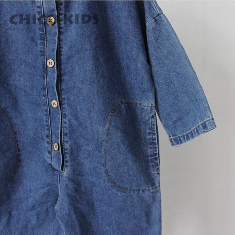 Kids Girls Boys Jean Denim Jumpsuits, Toddlers Boys Long Sleeve Button Bodysuits, Kids Korea Style Jumpsuit