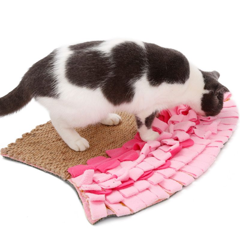 Fishtail Home Cat Scratch Pad Snuffle Mat Nosework Blanket Play Sniffing Training Toys Great for Stress Release Paw