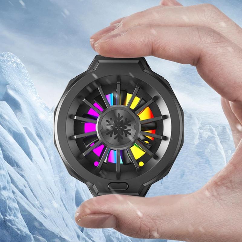 Wentylator do telefonu z RGB lampa kolorowa Gamepad z klipsem z tyłu uchwyt do gry stojak cichy grzejnik do telefonu LZ-F10