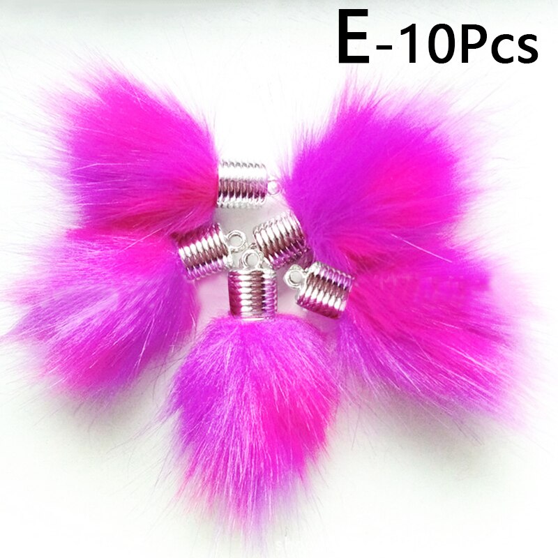 10Pcs Kunstmatige Konijnenbont Bal Pluche Fuzzy Bont Sleutelhanger Pom Pom Sleutelhanger Auto Tas Sleutelhanger Sleutelhanger Hanger sieraden: E