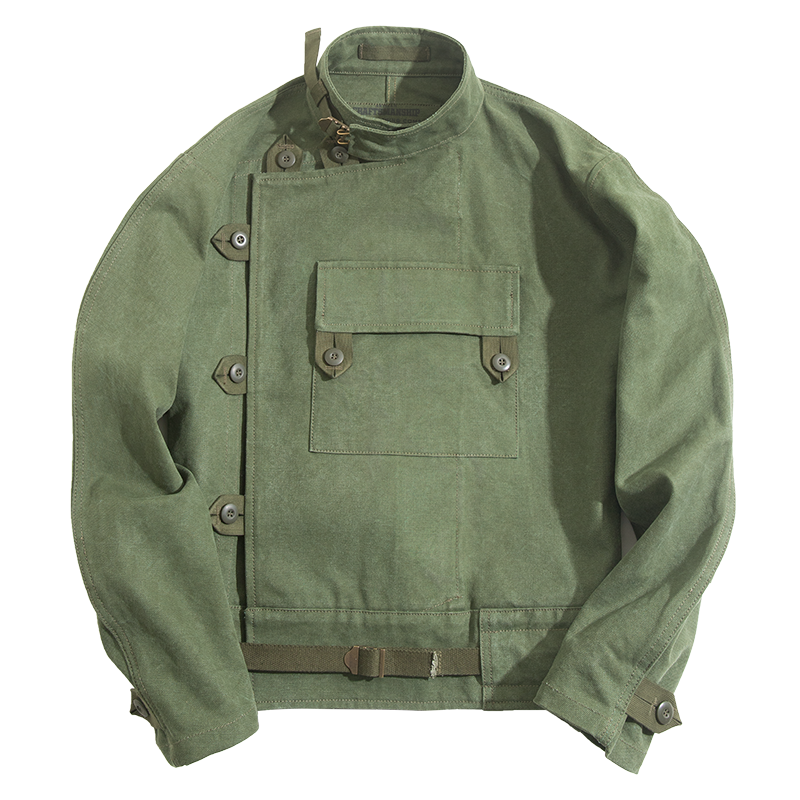 Maden Retro 16oz lona sueca motocicleta chaqueta verde bolsillo chaqueta Bomber Casual caza trabajo prendas de vestir para hombres primavera y otoño: M
