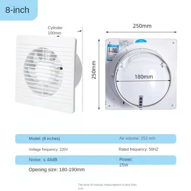 4 "6" 8 "Elektrische Abluftventilator Wc Leistungsstarke Stummschaltung Auszieher Haushalt Zauberstab Küche Inbline Kanal Fan Ventilator: Licht Grün / AU
