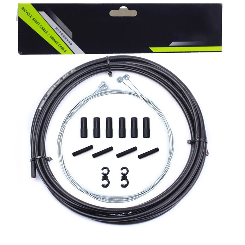 Bike Bicycle Front Rear Inner Outer Wire Gear Brake Cable Set 4 Colors ZJ55: Black  B-trans