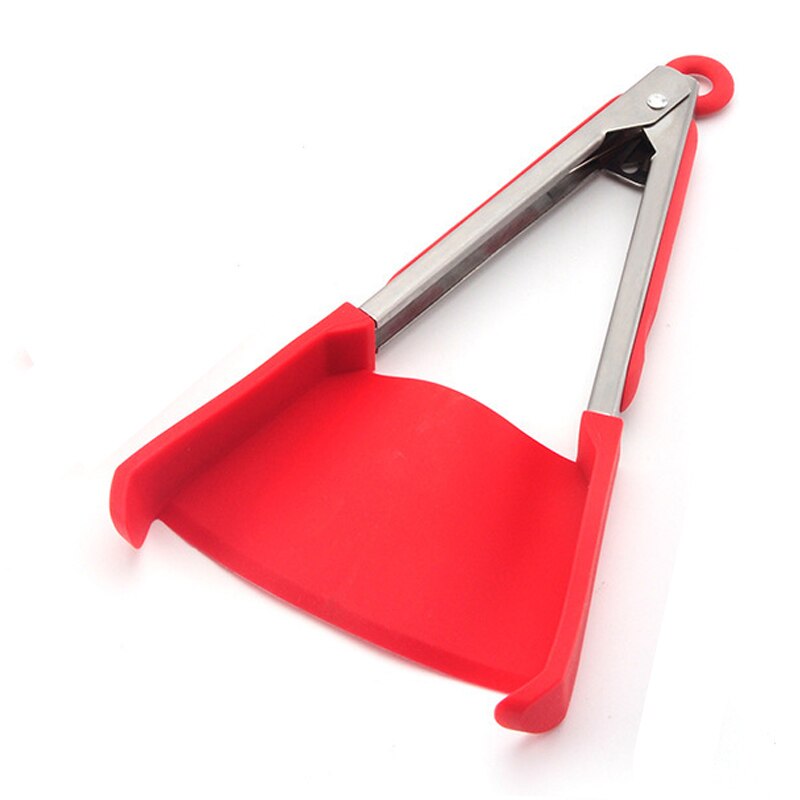 2 In 1 Keuken Spatel & Tong Non-stick Silicon Spatel En Tong Hittebestendige 2 In 1 Keuken aid & Bbq Gadget,: 9 inch Red