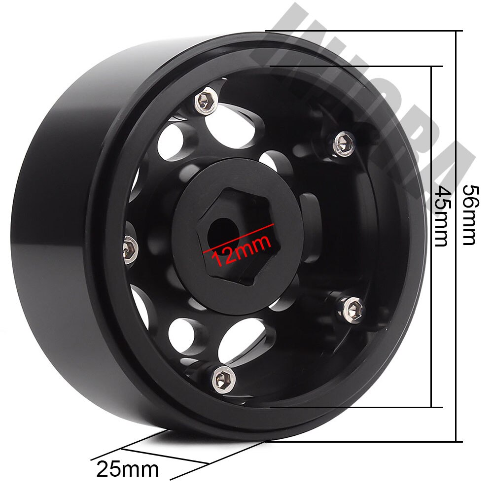 INJORA 4pz Metallo 1.9 Beadlock Ruota orlo centro per 1:10 RC cingolato assiale SCX10 SCX10 II 90046 AXI03007 D90 d110 MST