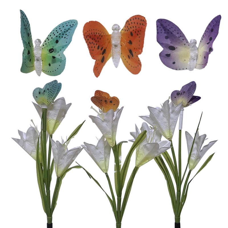 Buitenzonnepadverlichting, leliebloem, tuingazonlamp, meerkleurige ledlamp, 2- pack