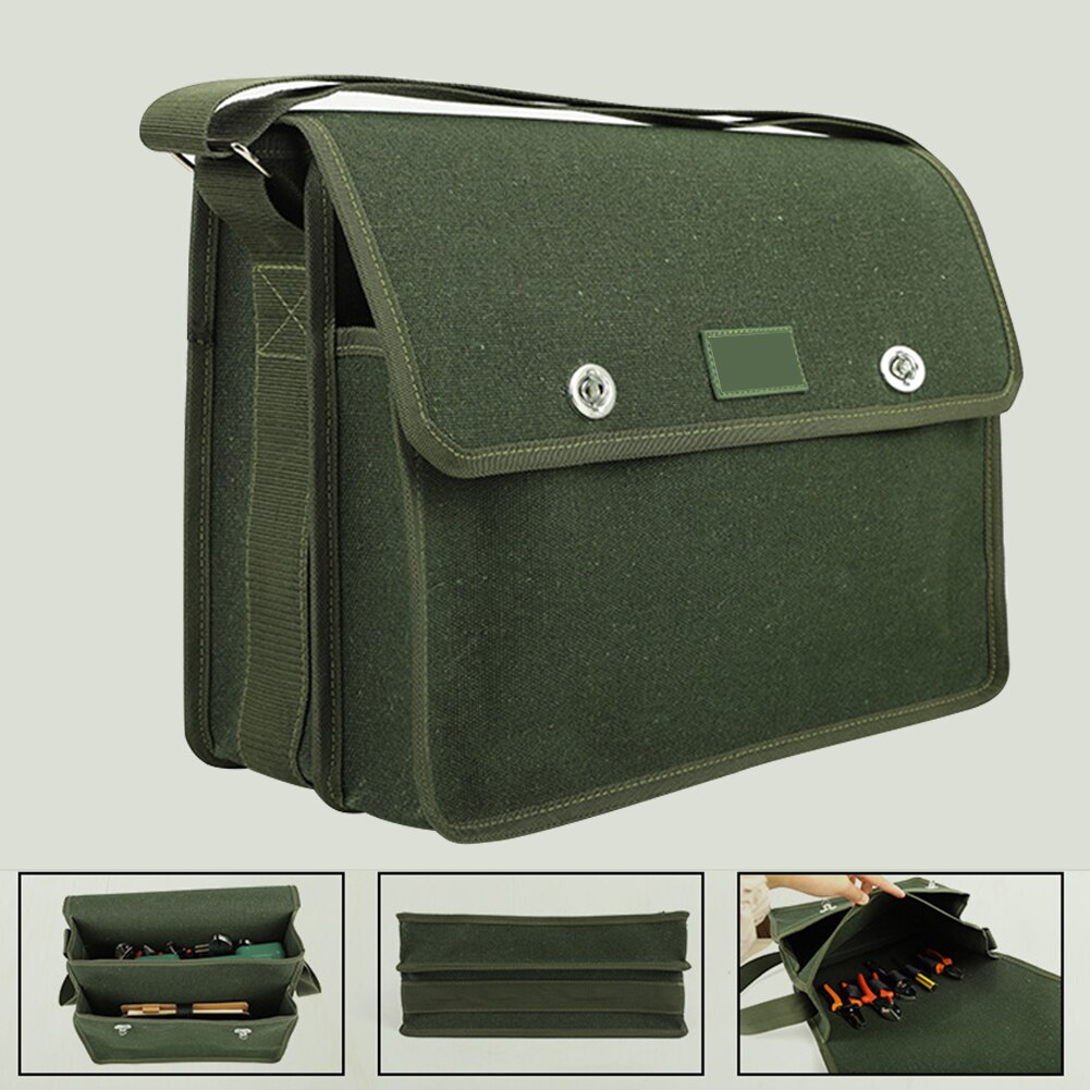 Electrician Tool Storage Bag Multi Pockets Double Layer Thickened Larger Capacity Carrying Canvas Repairing Heavy Duty Portable