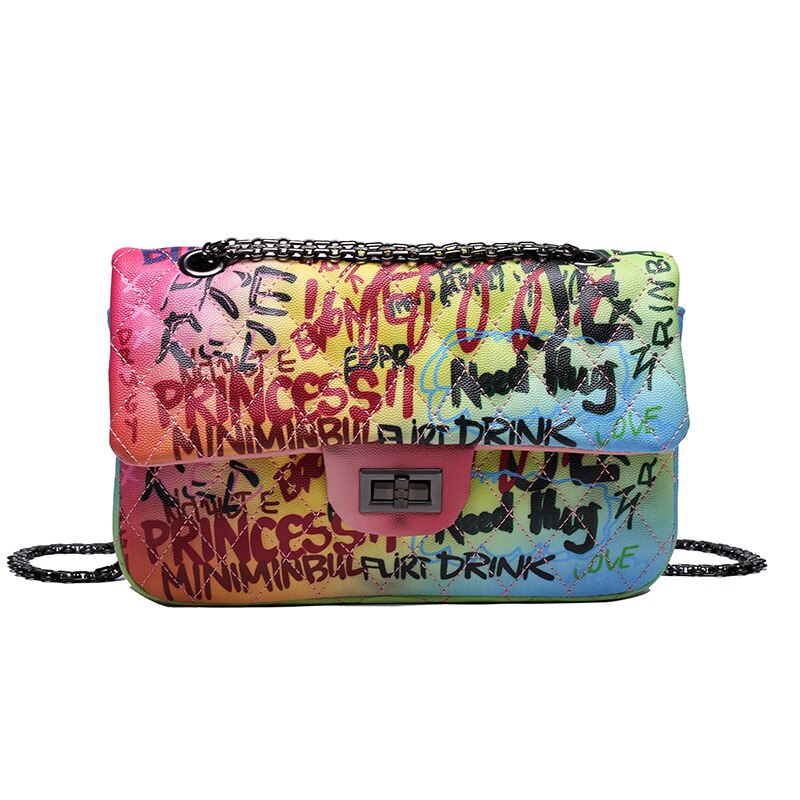 Mulher couro do plutônio bolsa sacos de ombro para 2021 meninas do sexo feminino compradores bolsas casuais quente nova moda graffiti treliça carteiras: caise