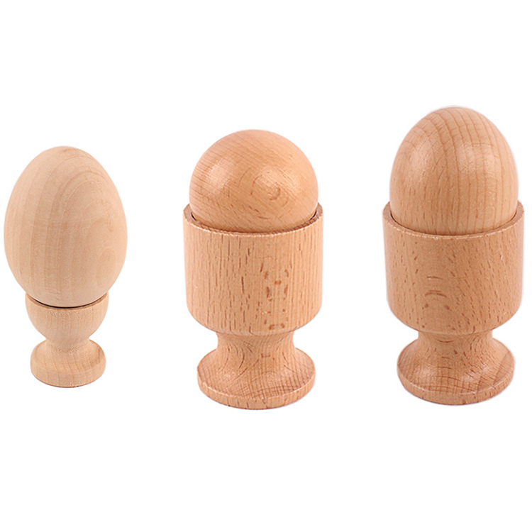 Montessorimaterial för spädbarn, 3d- objekts passande övningsleksaker, äggkopp, bollkopp, träleksak, 8-12 månaders babyhänder och fötter: Armégrön