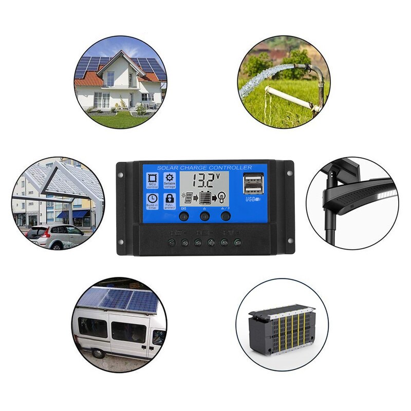 180w 12v solcellepanel sett 1/2 usb-havn av monokrystallinsk modul lcd-skjerm med 20a solcelle ladekontroller