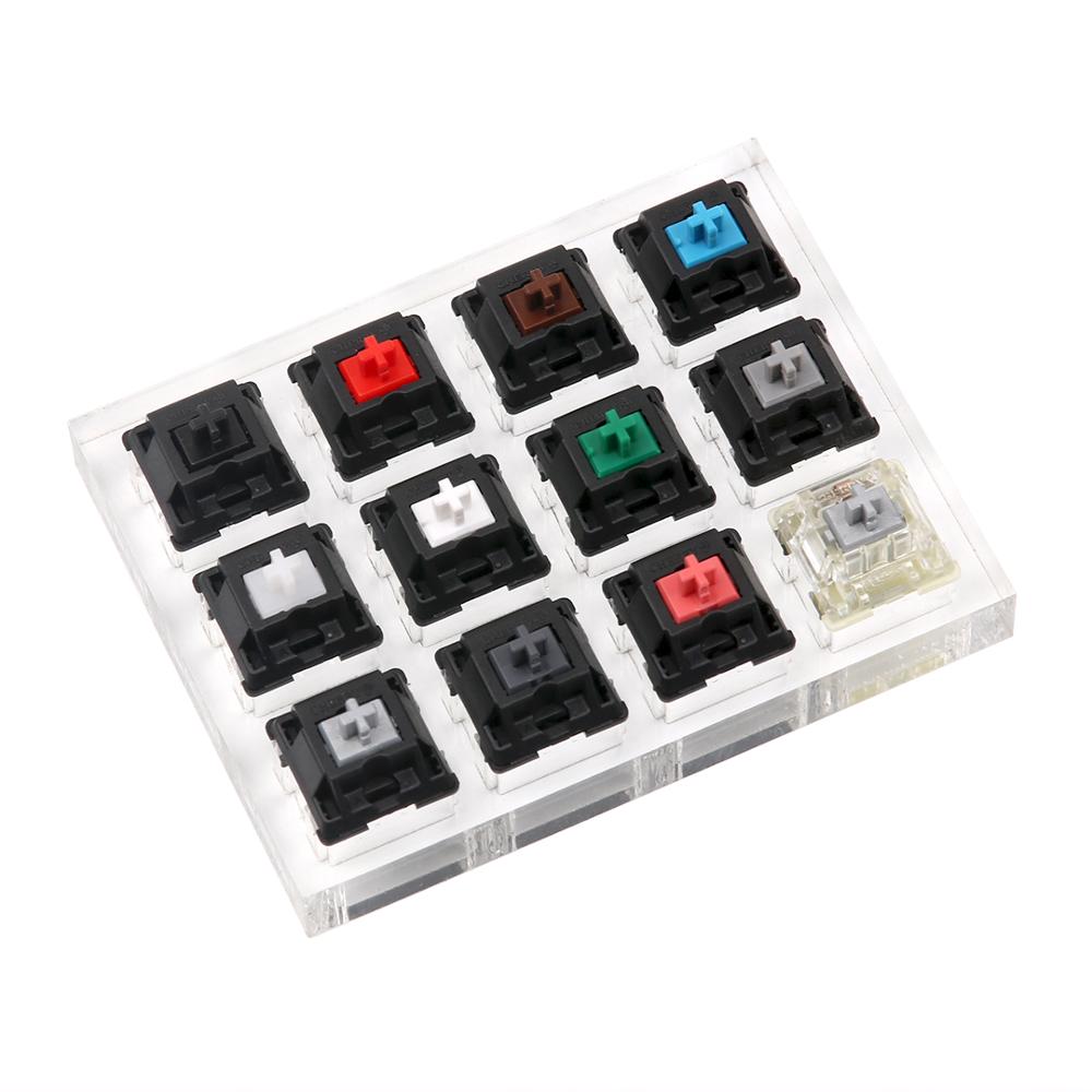 12 Cherry MX Switches Keyboard Tester Kit Clear Keycaps Sampler PCB Mechanical Keyboard Translucent Keycaps Testing Tool