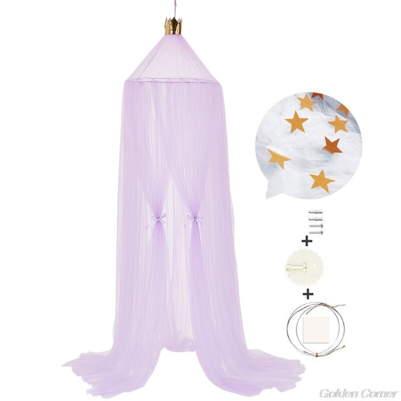 Mosquito Net with Stars Hanging Tent Baby Bed Crib Canopy Tulle Curtains for Bedroom Play House Tent for Kids Room M18 21: -LP