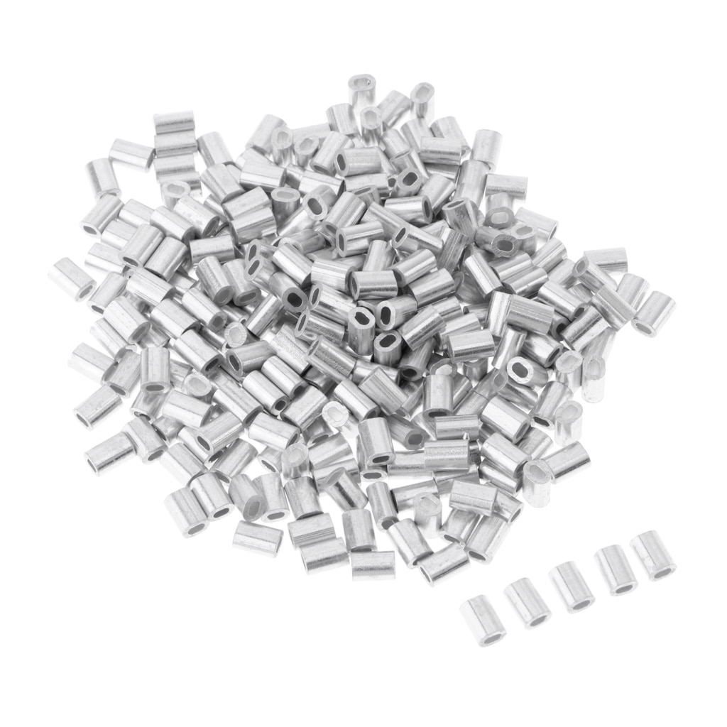 100 st aluminium krymphylsor 0.8-1.5mm dubbla ovala fiskelina krympningsrör tråd krympkontakt fisketillbehör
