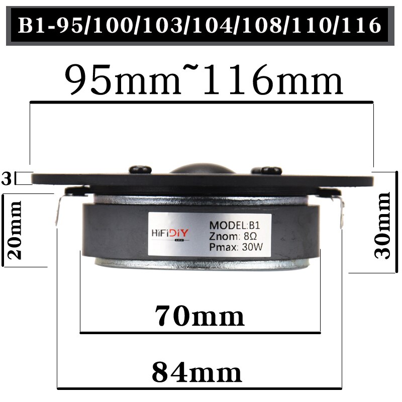 HIFIDIY LIVE 4~4.5 Inch Tweeter Speaker Unit Black Silk membrane 4/8OHM 30W ATreble Loudspeaker B1-95/100/103/104/108/110/116mm